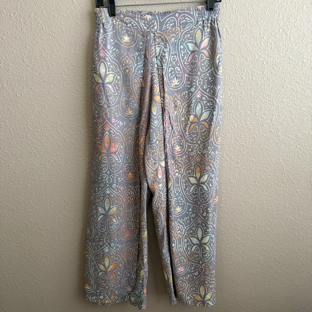 Travida Purple Gray Boho Floral Harem pants S